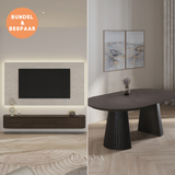 Japandi Bundel Bestsellers: Uitschuifbare Eettafel & Zwevend TV-Meubel – Donkerbruin