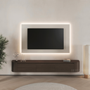 Ronde japandi zwevend tv-meubel donkerbruin (pre-order)